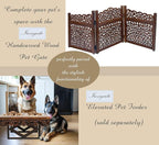 Wooden Foldable Pet Dog Safety Gate - 3 Panel 20" W x 24" H - Hand Carved Mahanadi Free Standing Portable Indoor Puppy Gate - Doorway Hall Stairs Dog Fence - Assembled - Brown - IRONGATE