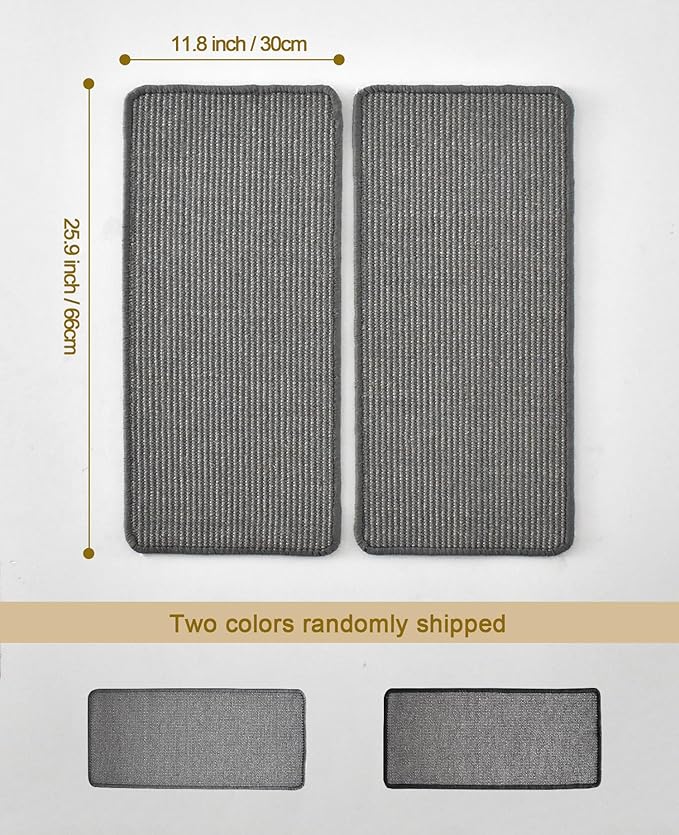 2Pcs 25.9x11.8 Inch Sisal Cat Scratching Mat,Wall Corner Cat Scratcher,Self-Adhesive Scratch Mat for Floor,Horizontal and Vertical Cat Scratcher Pad