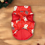 Idepet Pet Dog Cat Coat with Leash Anchor Color Patchwork Padded Puppy Vest Jacket Teddy Chihuahua Costumes Pug Cloth XS S M L(X-Large,Red-Santa&Reindeer)