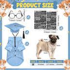 5 Pcs Dog Graduation Costume Set Include 2026 Pet Graduation Gown with Stole Puppy Grad Cap Lensless Glasses DIY Letter Stickers for Dogs Cats Holiday Costume Accessory(Light Blue,M)