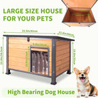 Dog House Outdoor Weatherproof, Sturdy Large Breed Doghouse Anti-Chewing Iron Frames Wood Houses, Dog Shelter for Indoor Puppies, Cats