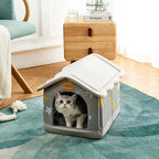 Jiupety Dog House Indoor, S Size Indoor Dog House for Small Dogs and Cats, Warm Cave Sleeping Nest Bed for Cats and Dogs, Gray