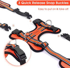 Wisedog Reflective No Pull Dog Harness - Adjustable Lightweight Pet Vest with 3 Fast-Release Buckles for Dogs Walking, Running and Training(S, Orange)
