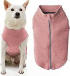 Gooby Zip Up Microfiber Fleece Dog Sweater - Pink, Large - Warm Double Layered Soft Fleece Step-in Dog Jacket Without Ring Leash - Winter Sweater for Small & Medium Dogs