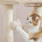 Yaheetech Cat Tree, 42in Play Tower for Indoor Cats, Kitten House with Large Perch & Scratching Posts & Cozy Condo & Scratching Ramp, Cat Furniture Activity Center, Beige