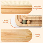 Cat Scratching Pad with Ball Track Toy Interactive Cat Scratcher Board with Rolling Balls Natural Wood Sisal Cat Scratch Pad for Indoor Cats