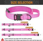 HYDEME Tactical Dog Collar, Alpine Loop Adjustable Military Training Nylon Dog Collars with Handle and Reflective for Small Medium Large Dogs, with Airtags Protective Case & Patches.(XL,Pink)