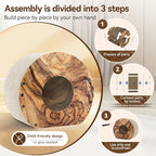 Cat Scratcher House, Cozy Cardboard Design, Safe and Secure for Kittens, Eco-Friendly, Wood Grain (Circle)