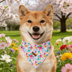 Elegant little tail Dog Bandana, Pink Rose 1PC Washable Dog Scarf Female or Male Square Bib Kerchief Scarf Adjustable Pet Bandana for Medium Large Dogs