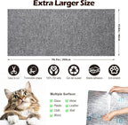 Cat Scratch Mat - 78.74"x15.74" Self-Adhesive Anti Scratching Pad for Couch, Trimmable DIY Cat Sofa Furniture Wall Cat Tower Protector, Replacement Pads for Pet Couch Protector from Claws Light Gray