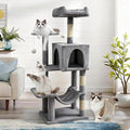 Pawly 46.5" Compact Space Saving Cat Tree for Small Apartment, Premium CARB P2-Compliant Particle Board, 350G Plush Sisal Cat Tower with Condo & Hammock for Indoor Kittens & 1-2 Cats