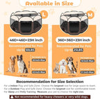 Dog Playpen 45", HOMAGICO Pet Playpen for Indoor Cats Enclosed, Portable Dog Cage Outdoor Tent Crate with Carrying Case, Water-Resistant and Removable Shade Cover,Brown