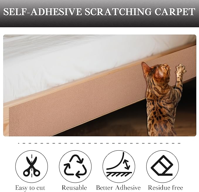 2 Pack Cat Scratch Furniture Protector Trimmable DIY Climbing Scratching for Indoor Couch Protector from Cat Claws, Walls and Tower Replacement (Beige, 15.7’‘ x 78.7'')