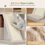 Globlazer Large Cat Tree, 72 inch Tall Cat Climbing Tower for Indoor Large Adult Cats Multi-Level Furniture Tree House with 2 Cozy Perches, 2 Padded Condos, 5 Sisal Scratching Posts, F72G, Beige
