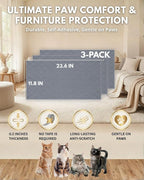 Trimmable Self-Adhesive Cat Scratch Mat, DIY Climb Scratcher for Cat Tower, Couch, and Furniture Protector, Replacement Pads (Grey, 23.6''x11.8'', 3-Pack)