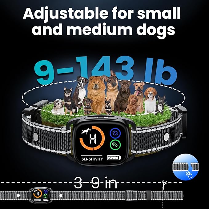 Dog Bark Collar, Rechargeable Smart Collar Set of 2, Anti-Bark Collar for Small Medium Large Dogs,Bark Collar with 6 Adjustable Sensitivity, 3 Mode Beep/Vibration/Beep&Vibration,Waterproof IP67(Black)