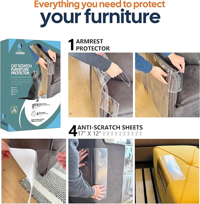 Cat Scratch Furniture Protector, Couch Arm Covers, Anti-Scratch Furniture Protector for Leather Couch, Cat Deterrent, Sofa Arm Covers, Couch Corner Protector - Model 2