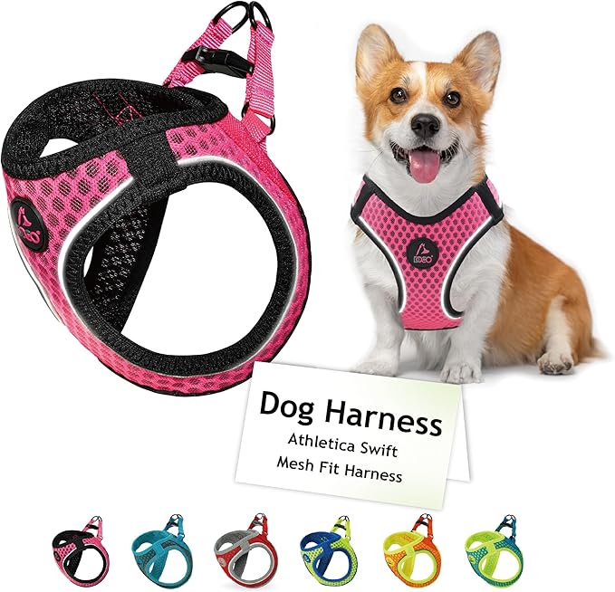 DOCO Dog Harness for Large Sized Dog - Athletica Adjustable, No Pull, No Choke, Puppy Vest Lightweight Air Mesh, Reflective, Puppy Essentials - Hot Pink, Large (Chest 18.5"-19.5", Weight 15-20 lbs)