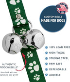 PoochieBells Dog Doorbell, Dog Potty Training Bells, Dog Safe USA-Made w/Perfect Sound,Dog Trainer Approved, Housetraining Made Easy & Quick, Sig Tracks Green
