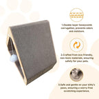 Cat Scratcher House with Hanging Ball - Cozy Corrugated Cardboard Cat Scratching Pad for Indoor Cats/Kittens, Stable Structure & Eco-Friendly