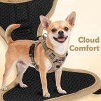Funfox Dog Harness No Pull, Adjustable Pet Vest Harness, Super Soft Material with Vertical Handle Easy Control, Reflective Night Walking, 2 Leash Clips for XLarge Dogs, Camo Brown, XL