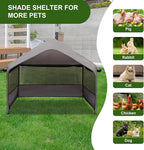 Summertrail Dog House Outside, Dog Tent Outdoor, Dog Shade Shelter Doghouse Canopy with Three-Sided Breathable Mesh Windows, Gray Sun Rain Cover for Pet Cat Livestock（Large Size）