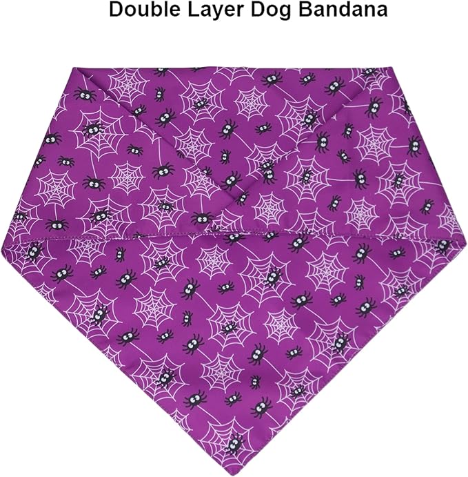 ADOGGYGO 2 Pack Halloween Dog Bandanas, Reversible Triangle Dog Scarf Accessories Halloween Bandanas for Small Dogs Pets (Small)