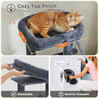 Large Cat Tree for Indoor Cats, 59" Tall Cat Tower with 3 Removable Pompom Sticks, Spacious Condo, Large Hammock and Scratching Posts, Sturdy Play House for Large Cats,Dark Grey