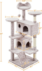 Yaheetech 54in Cat Tree, Cat Tower with Double Condo, Sisal Scratching Posts, and Dangling Balls, Pet Furniture Kitten Play House