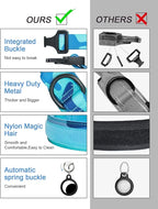 Hotsky Tactical Dog Collar and Leash Set, Heavy Duty Military Airtag Dog Collar with Handle and Metal Buckle for Training and Walking, with Airtag Holder and Two Patches (Blue Camo, L)
