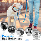 HIGO Dog Head Collar, Adjustable Head Collar for Dogs, No Pulling Head Halter, Training Nose Leash, 3 Pattern Muzzle Leash for Small Medium Large Dogs Easy Walking (Blue, M)