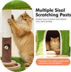 Cat Tree Tower with Large Cat House,Three Platforms Jumping and Sleeping for Cats Multi-Functional for Kittens and Adult Cats (Green)