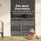 IRIS USA 24"-39" Dog Gate, Adjustable Indoor Pet Barrier, Pet Gate for Puppy, Small Dog, Cat, Easy Twist-to-Lock for Doorways & Stairs, Portable, Expandable, 25" Tall, Gray