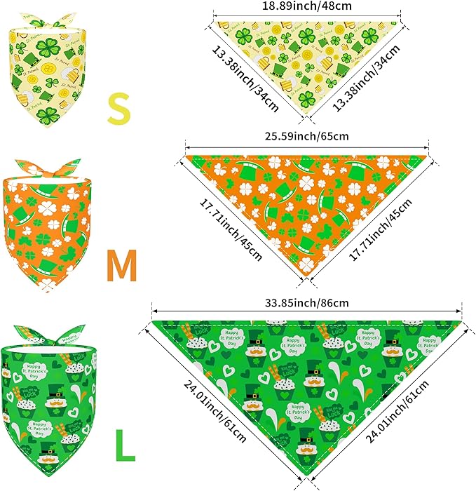 10PCS St.Patricks Day Dog Bandanas for Small XS Dogs Doggy Puppy Cats Triangle Bibs Scarves Boys and Girls Grooming Accessories