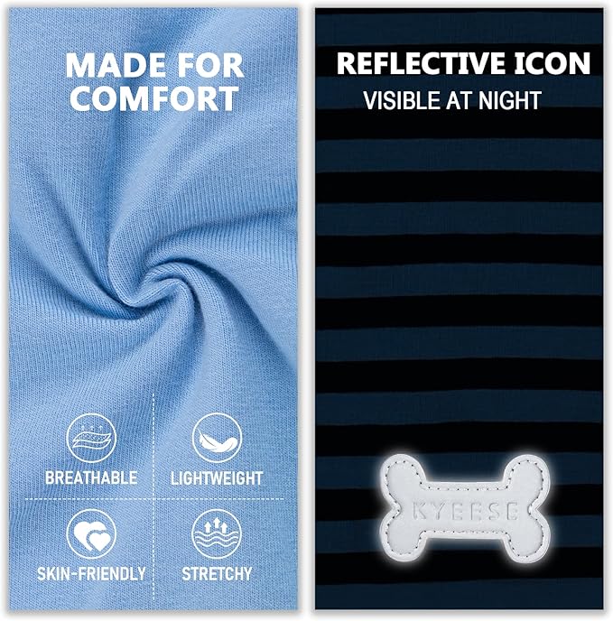 KYEESE 2Pack Dog Shirt, Soft Striped Dogs T Shirts, Lightweight Pet Tank Top, Sleeveless Dog Shirt for Medium Dogs, Stretchy Comfortable Pet Vest, Dark Blue, 2XL