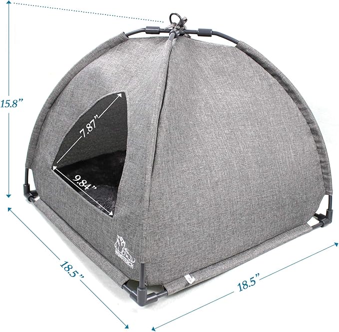 Winsterch Cat Bed Cave for Indoor Cats, Small Pet Tent Cave for Cats, Kittens, and Small Dogs, Warming Cat House with Removable Washable Cushion (18.5'‘ x 18.5’' x 15.8'', Grey)
