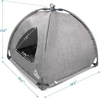 Winsterch Cat Bed Cave for Indoor Cats, Small Pet Tent Cave for Cats, Kittens, and Small Dogs, Warming Cat House with Removable Washable Cushion (18.5'‘ x 18.5’' x 15.8'', Grey)