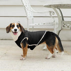 Fleece Lining Dog Hoodie with Harness Built in,Extra Warm Small Dog Jacket in Winter Puppy Coats with Drawstring Hooded,Black XS