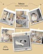 Cat Tree,82.6" Large Cat Tower for Indoor Cats, Multi-Level Cat House with Condo, 8 Scratching Posts, Hammock, 4 Pom Poms, Light Grey MS21018LG