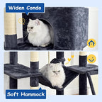 Cat Craft Cat Tree 63 Inch Cat Tower for Indoor Cats, Multi-Level Cat Tree for Large Cats 20 lbs+ Heavy Duty Cat Tower with Sisal Scratching Posts, Hammock, Condo and Extended Platform, Dark Grey