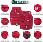SPACE LION Dog Puffer Jacket, Down Winter Coat, Durable Outdoor Coat for Cold and Windy Conditions, Lightweight & Adjustable Fit Coats for Large Dogs,(Red, Size22/XL+)