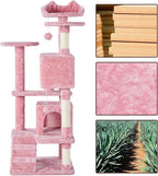 Topeakmart 54in Cat Tree, Cat Tower w/Large Cat Condo Scratching Posts and Perch, Cat Stand House Furniture, Pink