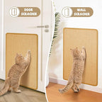2 Packs Sisal Fabric Large 23.6" x 15.7" Scratching Pad for Indoor Cats with Adhesive Hook Loop Tape, Carpet Cat Scratching Mat Sisal, Cat Scratching Rug Wall Scratchers for Indoor
