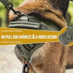 OneTigris Tactical Dog Harness for Small Dogs, No Pull Small Dog Vest Harness Breathable Military Dogs Molle Vests with Handles, Harness for Walking Hiking Training (Green, XS)