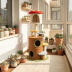 59” Mushroom Cat Tree with Large Condo & Multi-Level Platforms, Cat Tower with 2 Hideouts, Sisal Scratching Posts & Plush Perches, Tree-Trunk Design, 24” Wide Base (Mushroom-AA)
