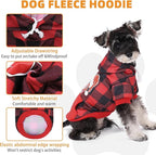 KOOLTAIL Christmas Dog Hoodie, Red Plaid Pet Sweater, Hat Hooded Sweatshirt Dog Clothes for Small Medium Large Dogs Boys Girls, Soft Warm Winter Cold Weather Coat with Leash Hole&Pocket, Santa, L