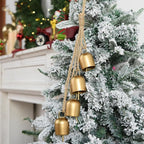 Gold Christmas Bells for Decorations: Vintage Bells Metal Decorative Bells with Jute Hanging Rope - Rustic Bells Small Cow Bell for Christmas Wreath Garland Tree Party Door Wedding Staircase