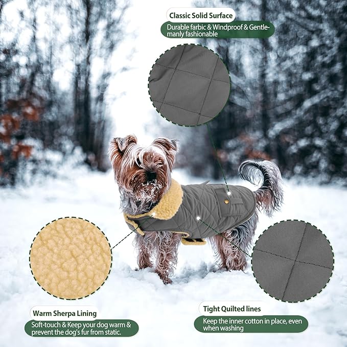 Large Dog Coat, Warm Jacket for Extra-Large Dogs, Dog Winter Coat, Pet Windproof Cold Weather Coats Snow Jacket Pet Clothes, Golden Retriever, Labrador Retriever, Husky, Grey L