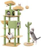 Globlazer Cactus Series Combination 76-inch Tall Cat Tower for Indoor Cats and 30-inch Scratching Post for Cats