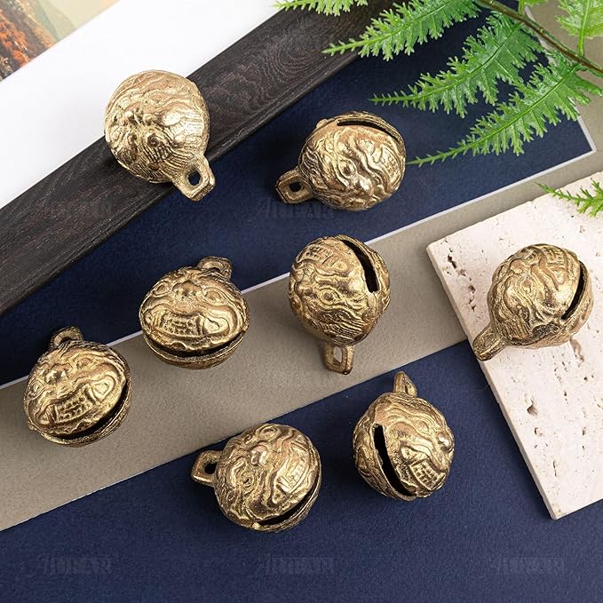 AUEAR, 8 Pieces Vintage Brass Bells 38mm Mini Jingle Bell for DIY Wind Chimes Home Decor